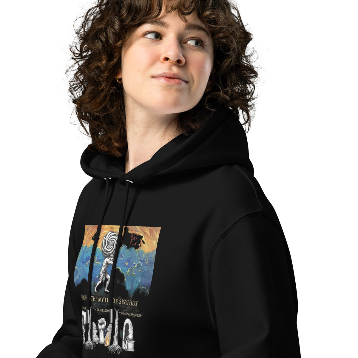 Albert Camus Myth of Sisyphus organic eco hoodie — Earthwear Studio, view 2