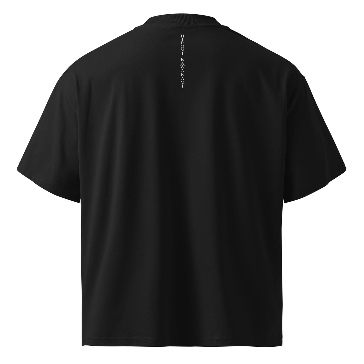 Hiromi Kawakami tee, Black, back view — Earthwear Studio