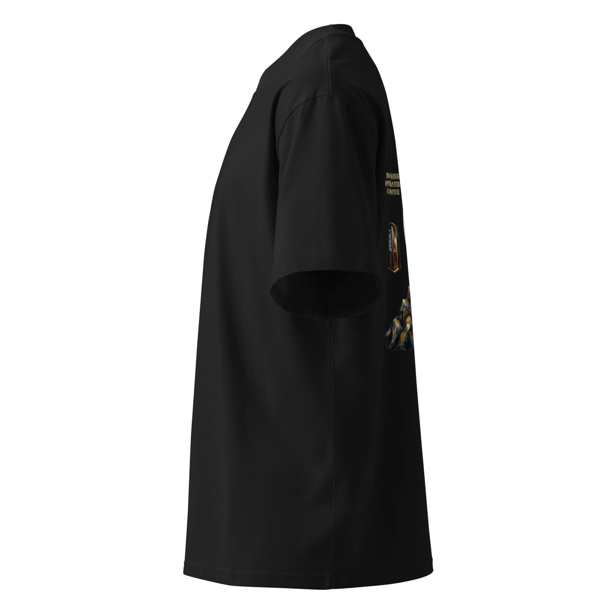 Camus The Stranger oversized t-shirt, Black, side view — Earthwear Studio