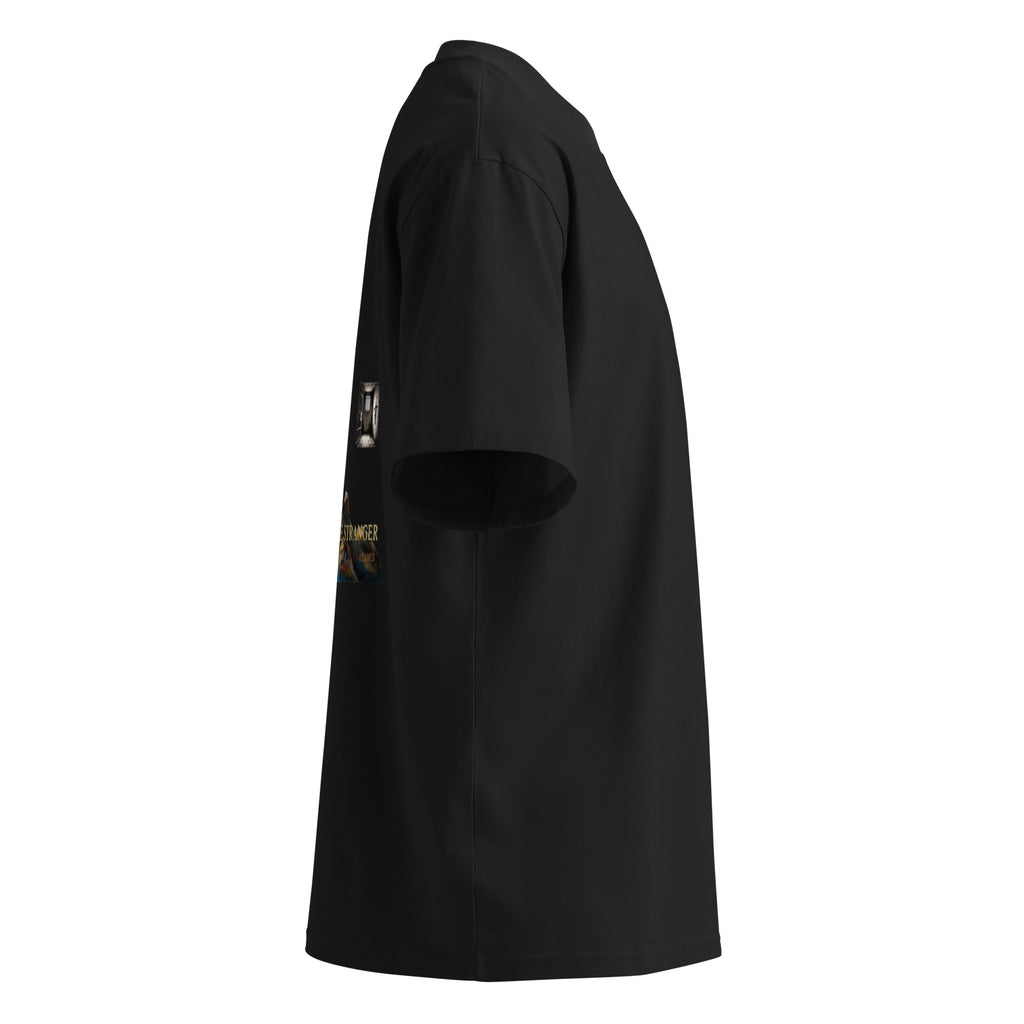 Camus The Stranger oversized t-shirt, Black, right side view — Earthwear Studio