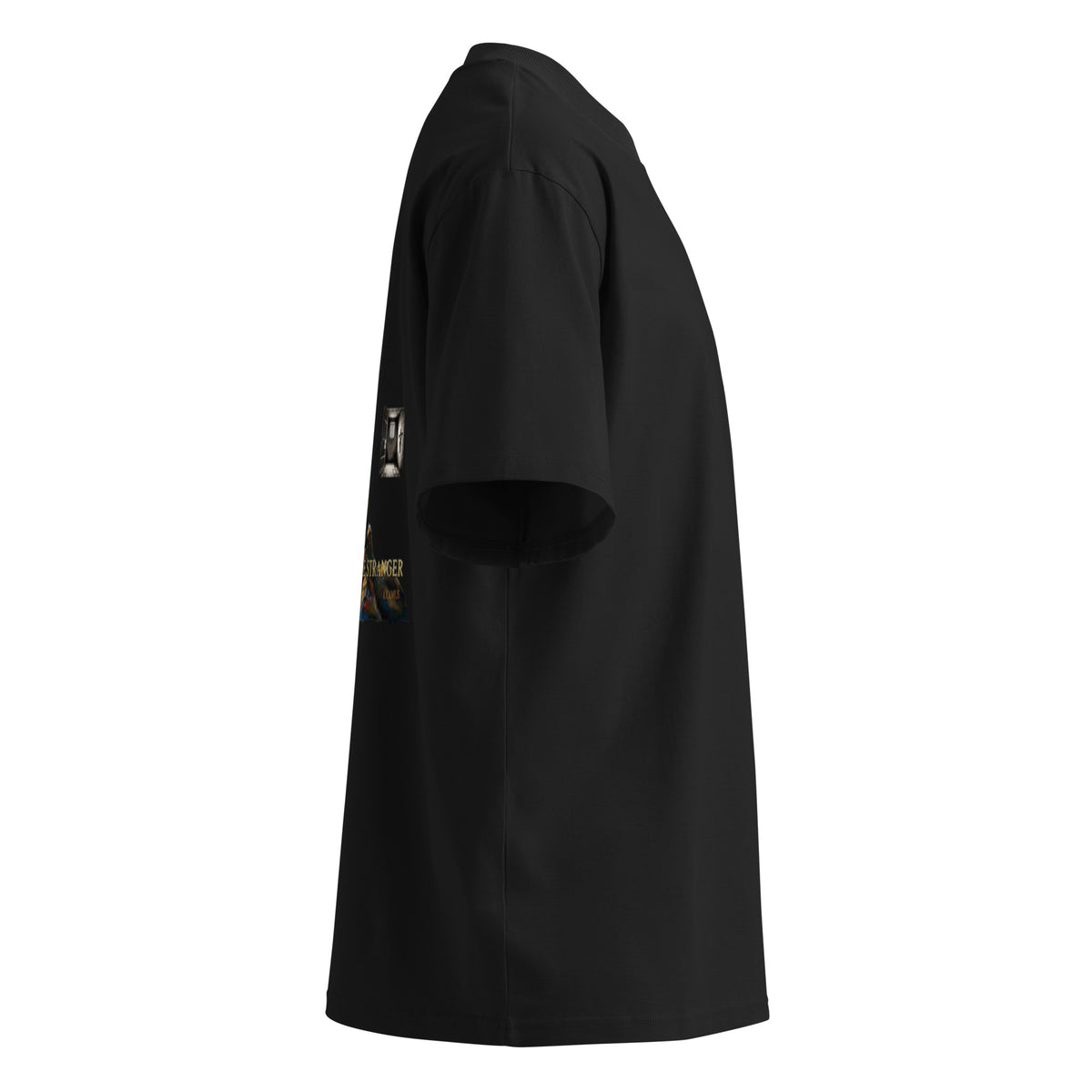 Camus The Stranger oversized t-shirt, Black, right side view — Earthwear Studio