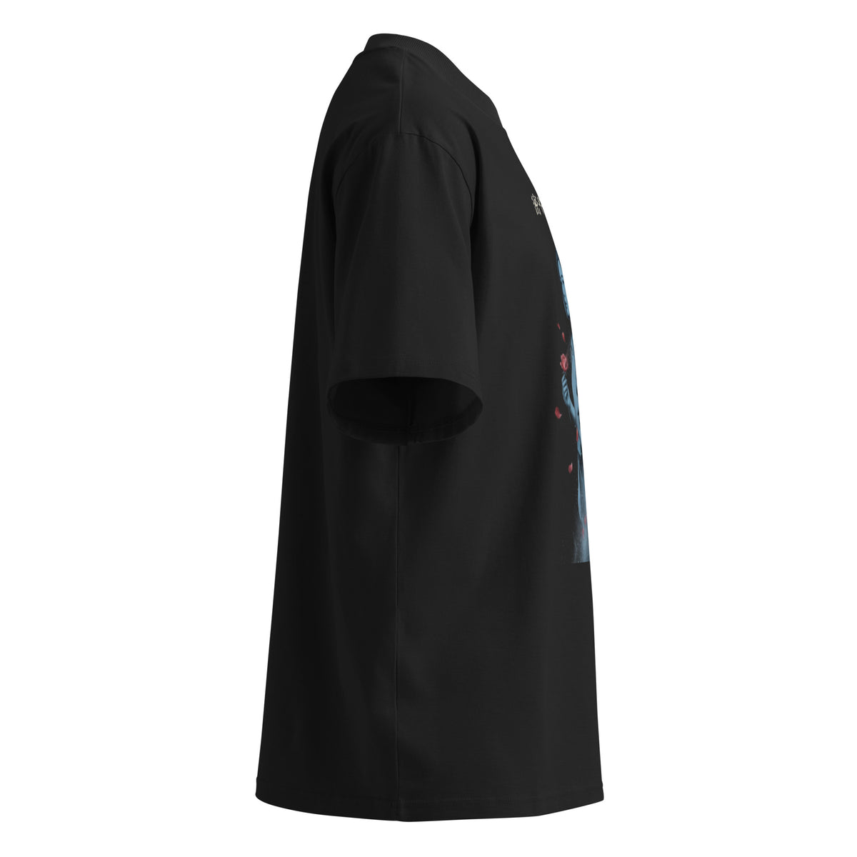Yoko Ogawa The Memory Police oversized t-shirt, Black, right side view — Earthwear Studio