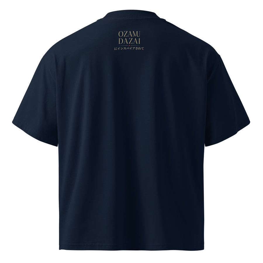 Dazai No Longer Human tee, French Navy, back view — Earthwear Studio