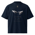 Nietzsche Amor Fati oversized t-shirt, French Navy, front view — Earthwear Studio