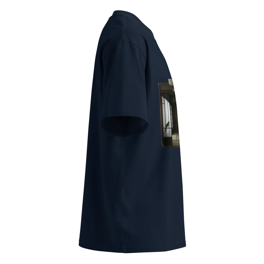 Edogawa Rampo oversized organic t-shirt in French Navy, right side view