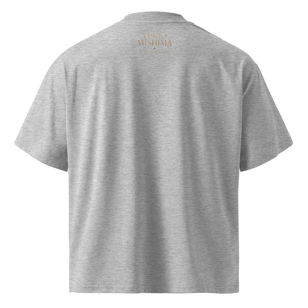 Mishima Golden Pavilion tee, Heather Grey, back view — Earthwear Studio
