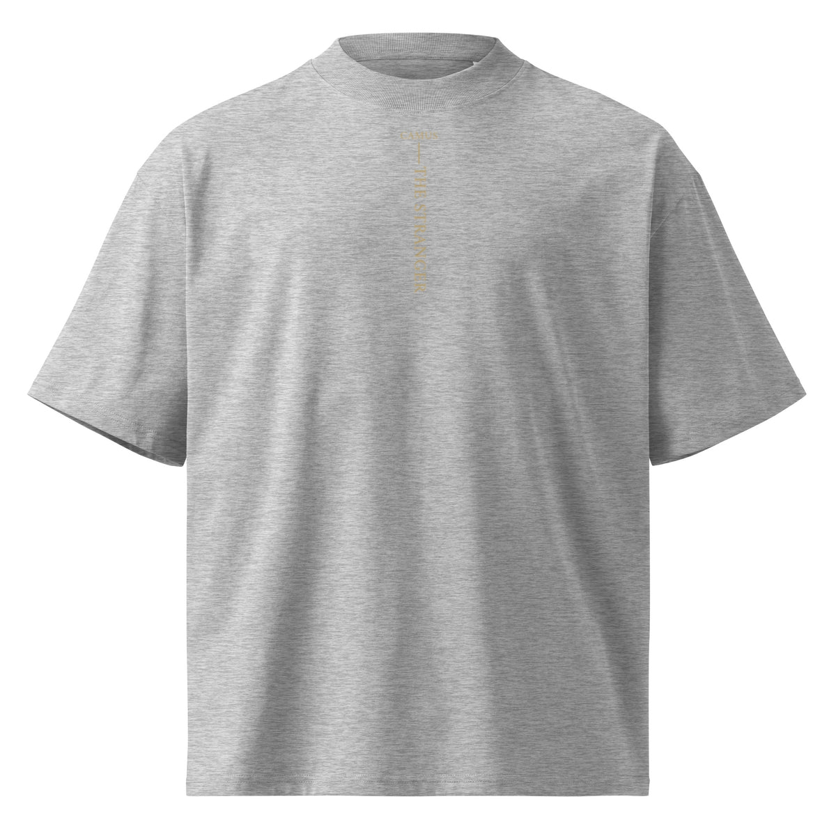Camus The Stranger oversized t-shirt, Heather Grey, front view — Earthwear Studio