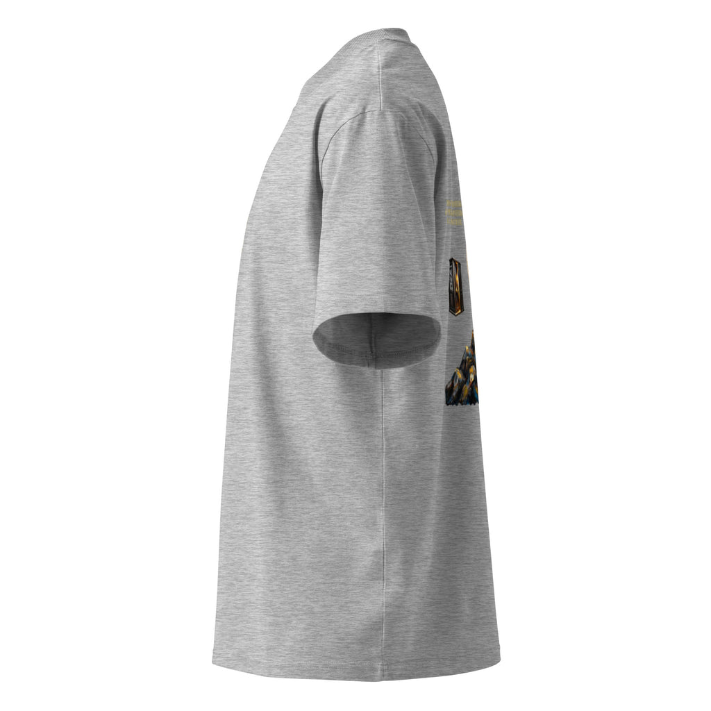 Camus The Stranger oversized t-shirt, Heather Grey, left side view — Earthwear Studio