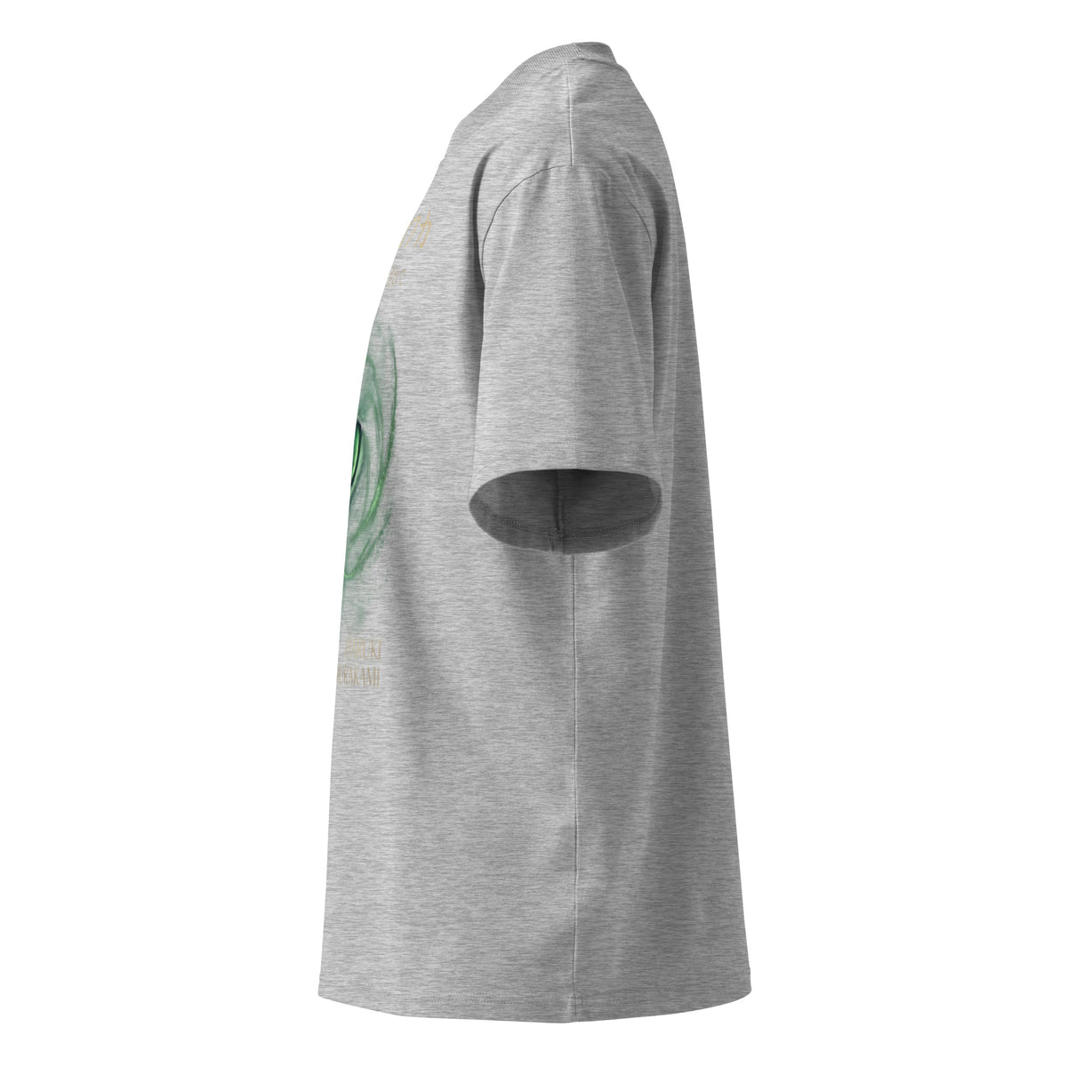 Murakami Kafka on the Shore tee, Heather Grey, left side — Earthwear Studio