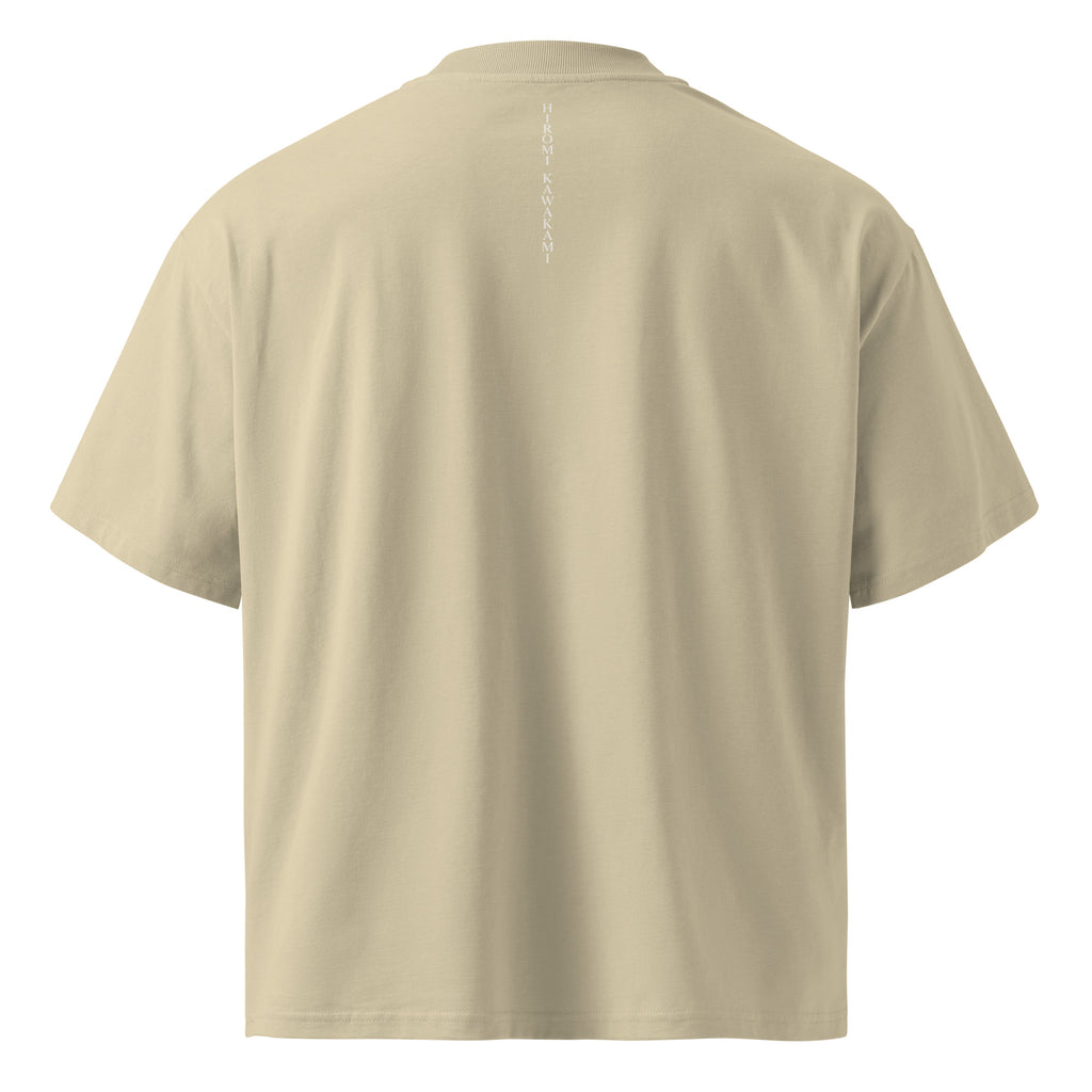 Hiromi Kawakami tee, Stone, back view — Earthwear Studio