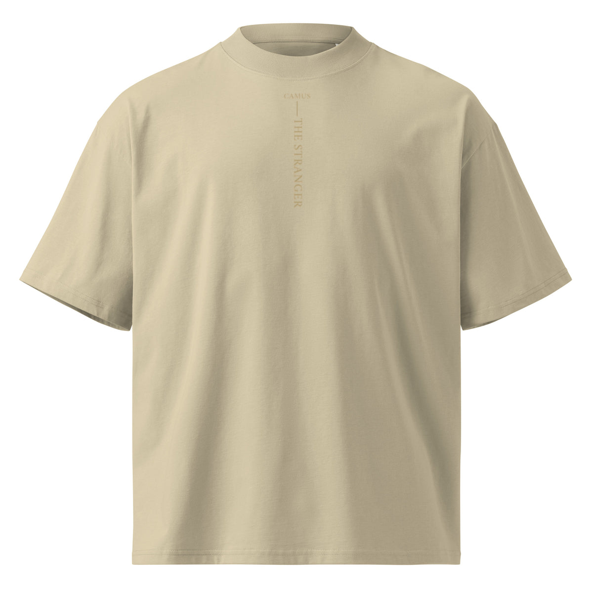 Camus The Stranger oversized t-shirt, Stone, front view — Earthwear Studio