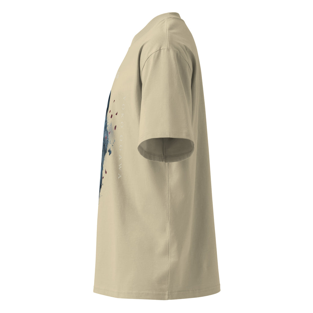 Yoko Ogawa The Memory Police oversized t-shirt, Stone, left side view — Earthwear Studio