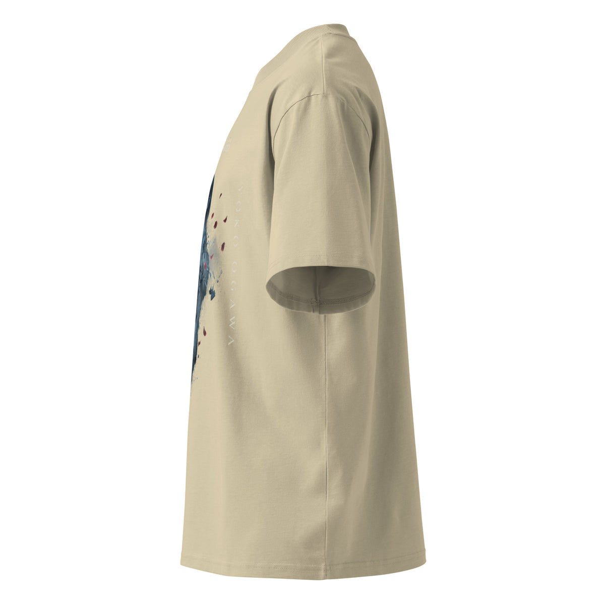 Yoko Ogawa The Memory Police oversized t-shirt, Stone, left side view — Earthwear Studio