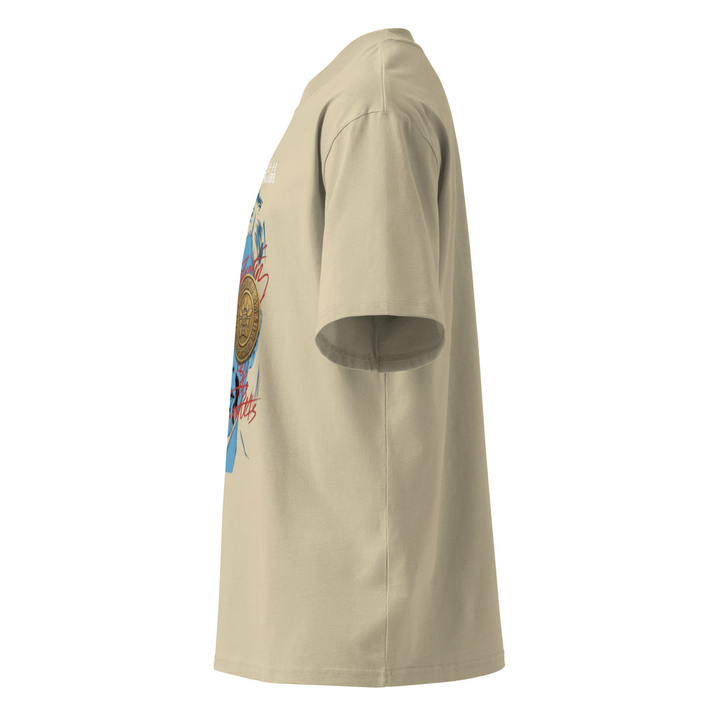 Yoko Ogawa Memory Police seal tee, Stone, left side — Earthwear Studio