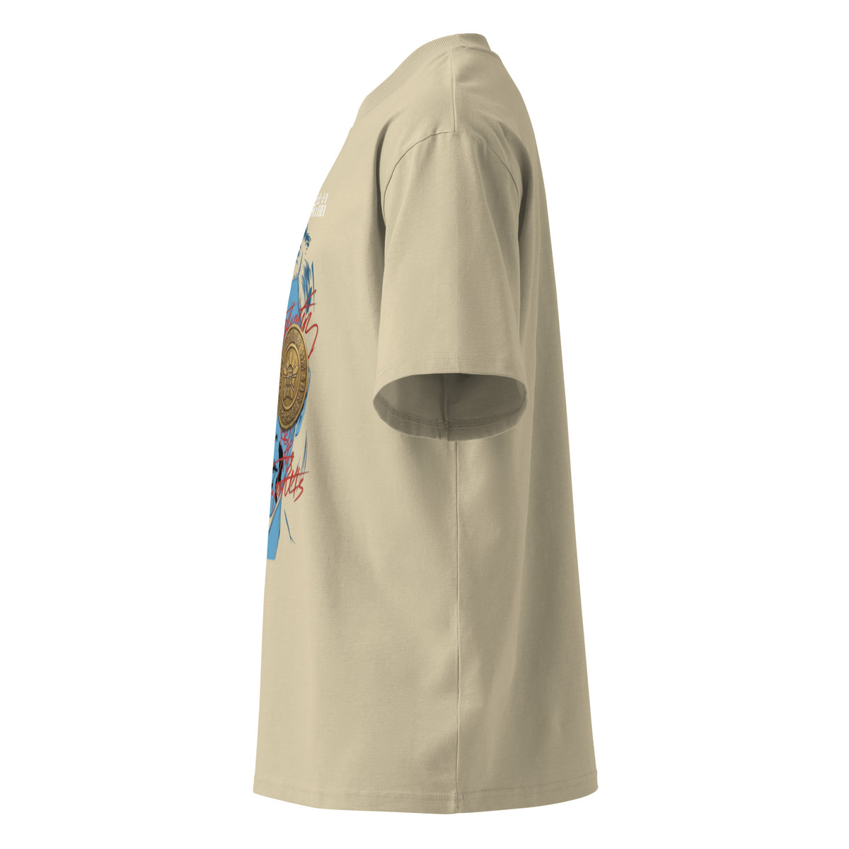 Yoko Ogawa Memory Police seal tee, Stone, left side — Earthwear Studio