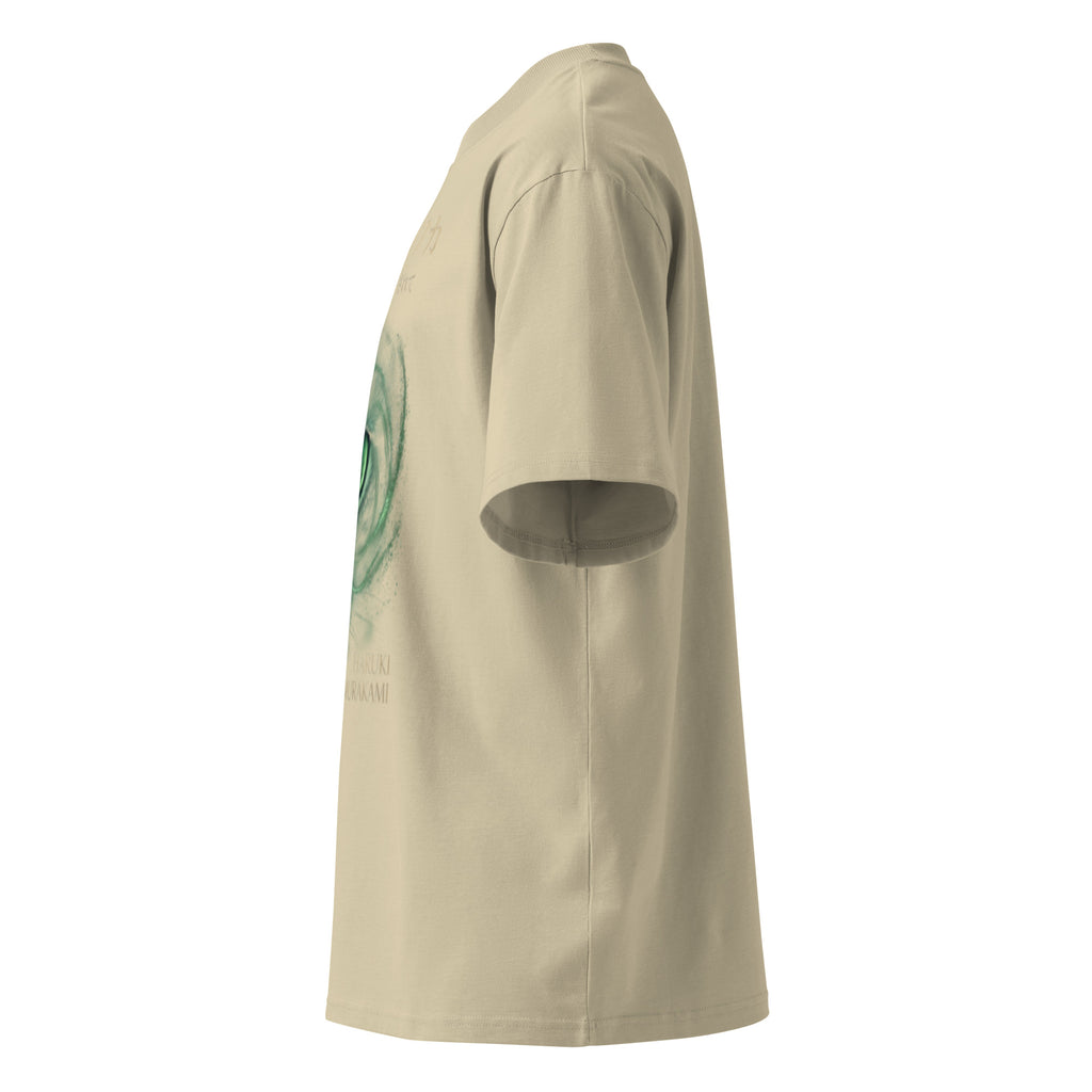 Murakami Kafka on the Shore tee, Stone, left side — Earthwear Studio