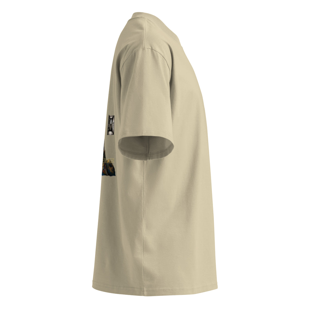 Camus The Stranger oversized t-shirt, Stone, right side view — Earthwear Studio