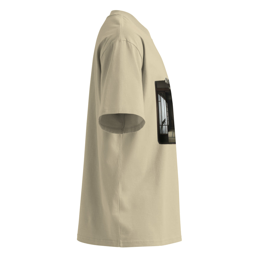 Edogawa Rampo oversized organic t-shirt in Stone, right side view