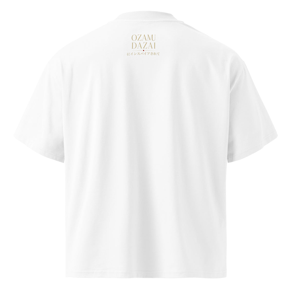 Dazai No Longer Human tee, White, back view — Earthwear Studio