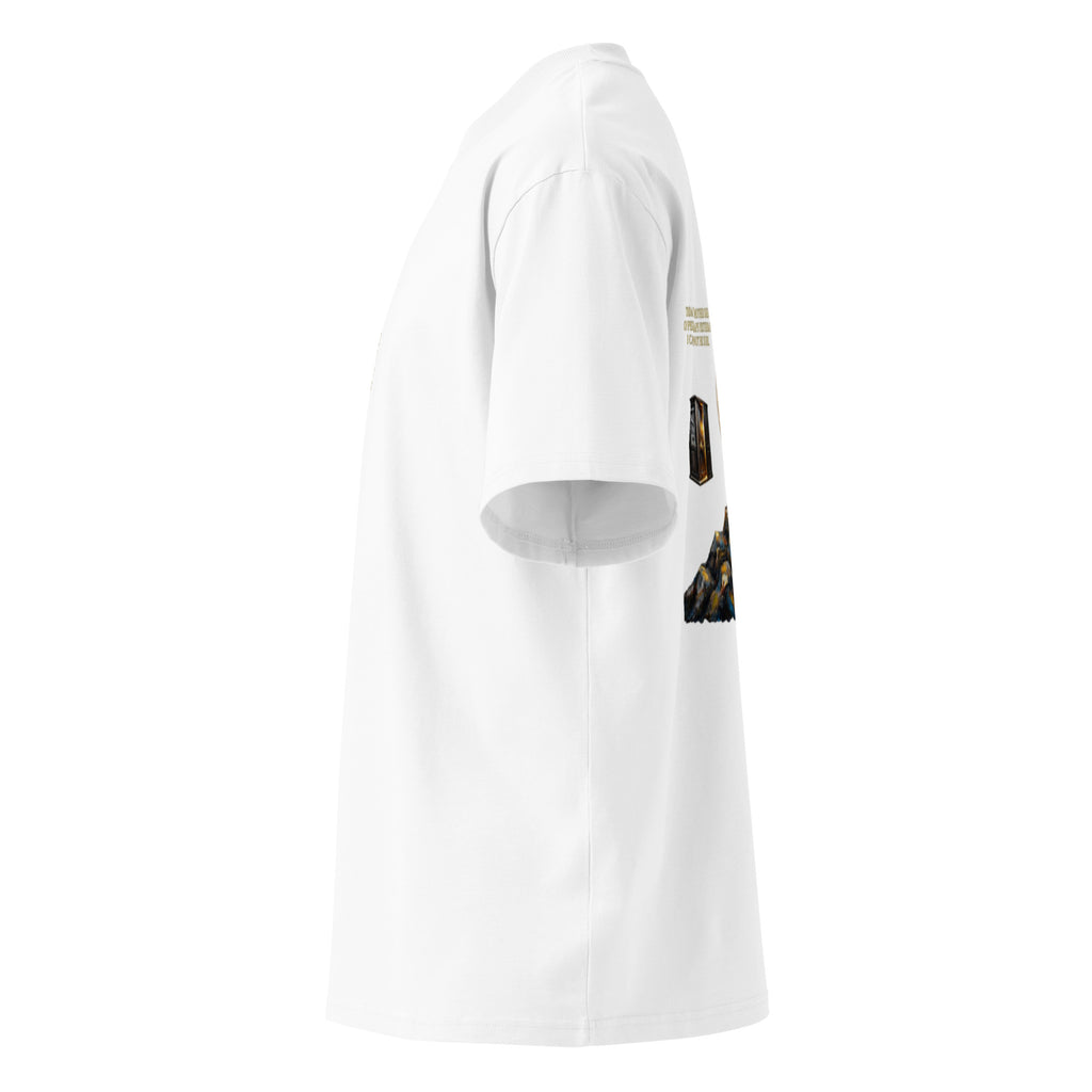 Camus The Stranger oversized t-shirt, White, left side view — Earthwear Studio