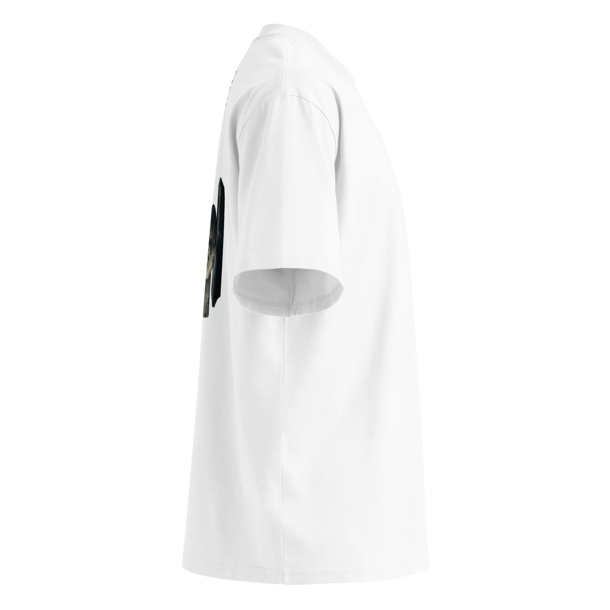 Socrates 'I know nothing' oversized t-shirt, White, right side view — Earthwear Studio