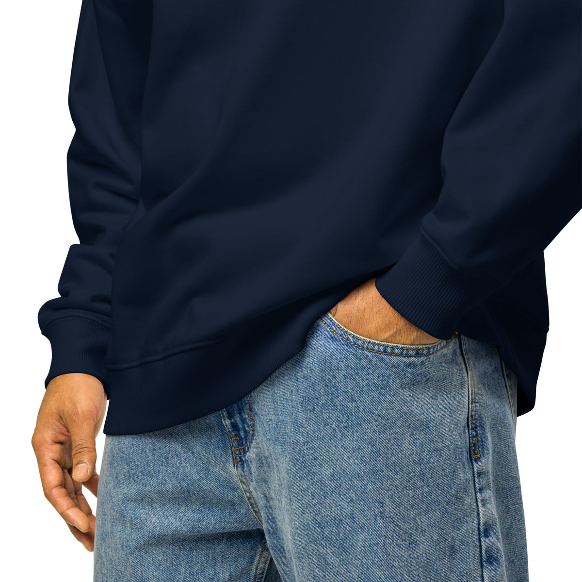 Socrates 'I know nothing' oversized sweatshirt, French Navy, product details — Earthwear Studio
