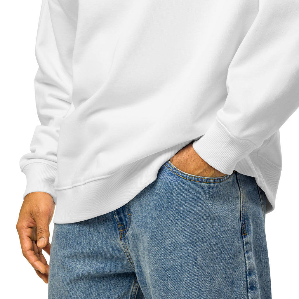 Socrates 'I know nothing' oversized sweatshirt, White, product details — Earthwear Studio