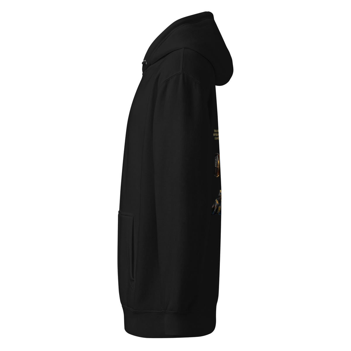 Camus The Stranger premium hoodie, Black, left side view — Earthwear Studio