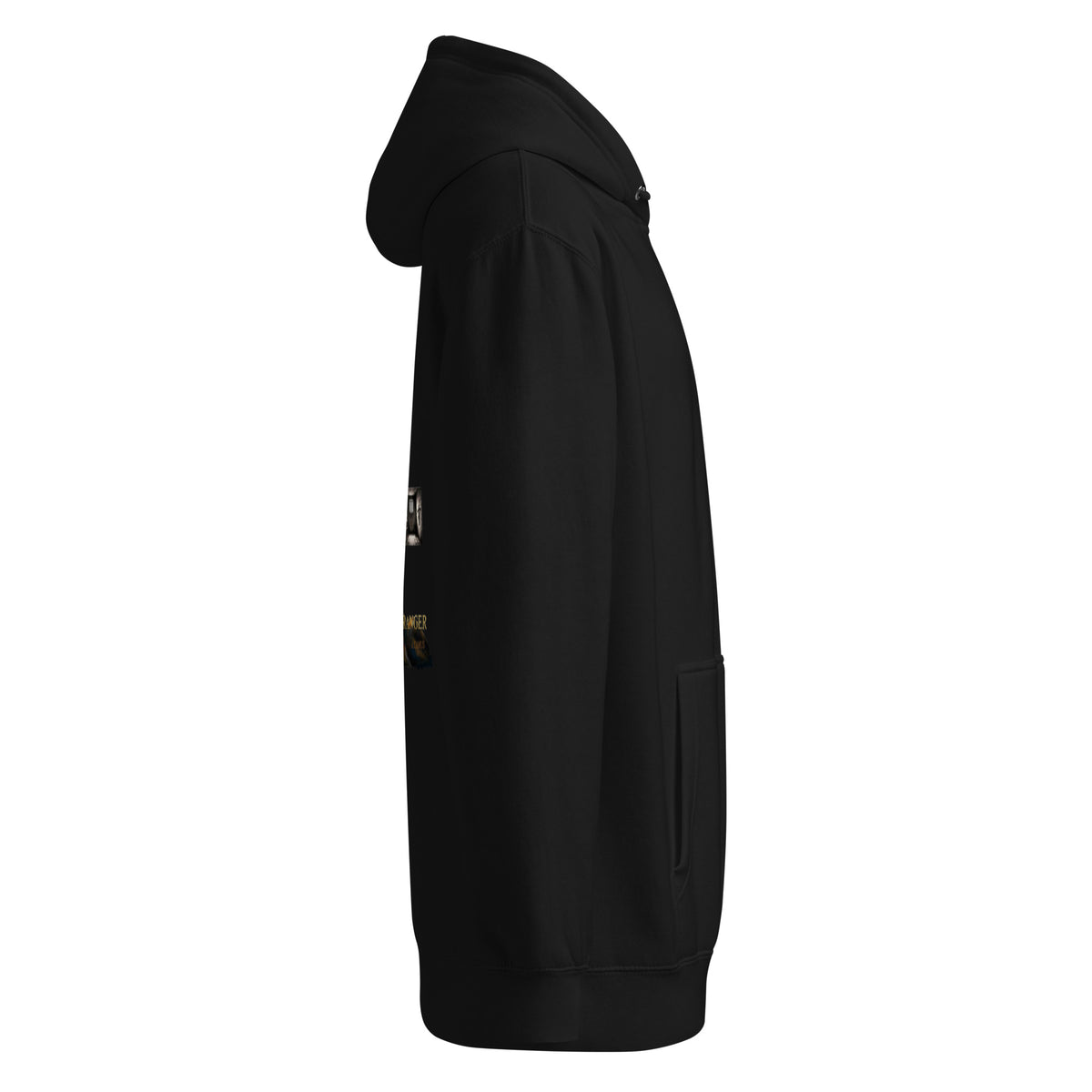 Camus The Stranger premium hoodie, Black, right side view — Earthwear Studio