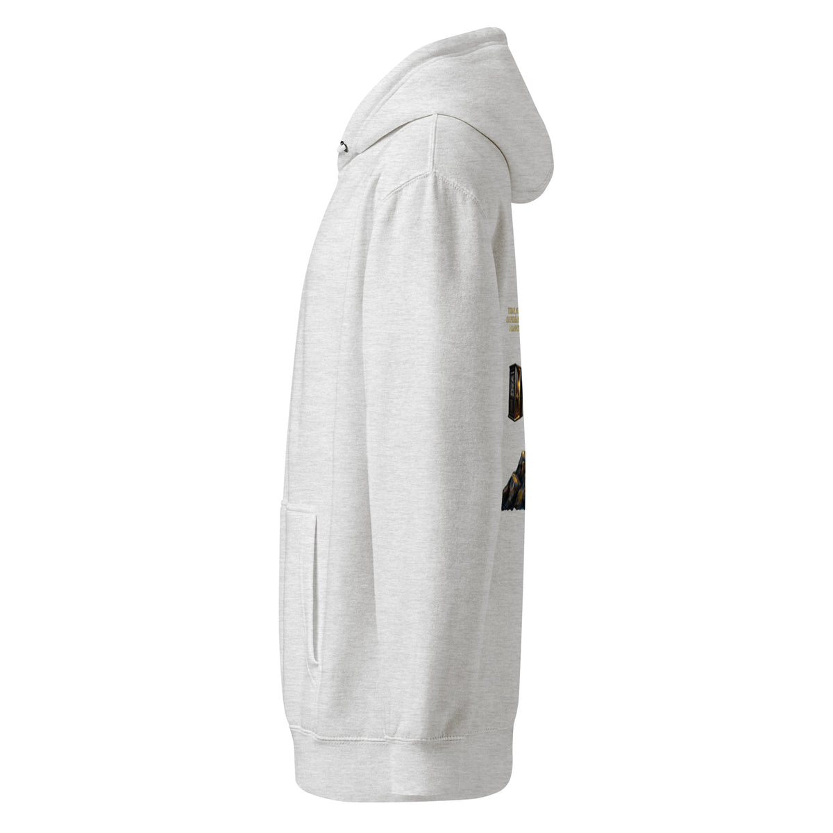 Camus The Stranger premium hoodie, Heather Grey, left side view — Earthwear Studio