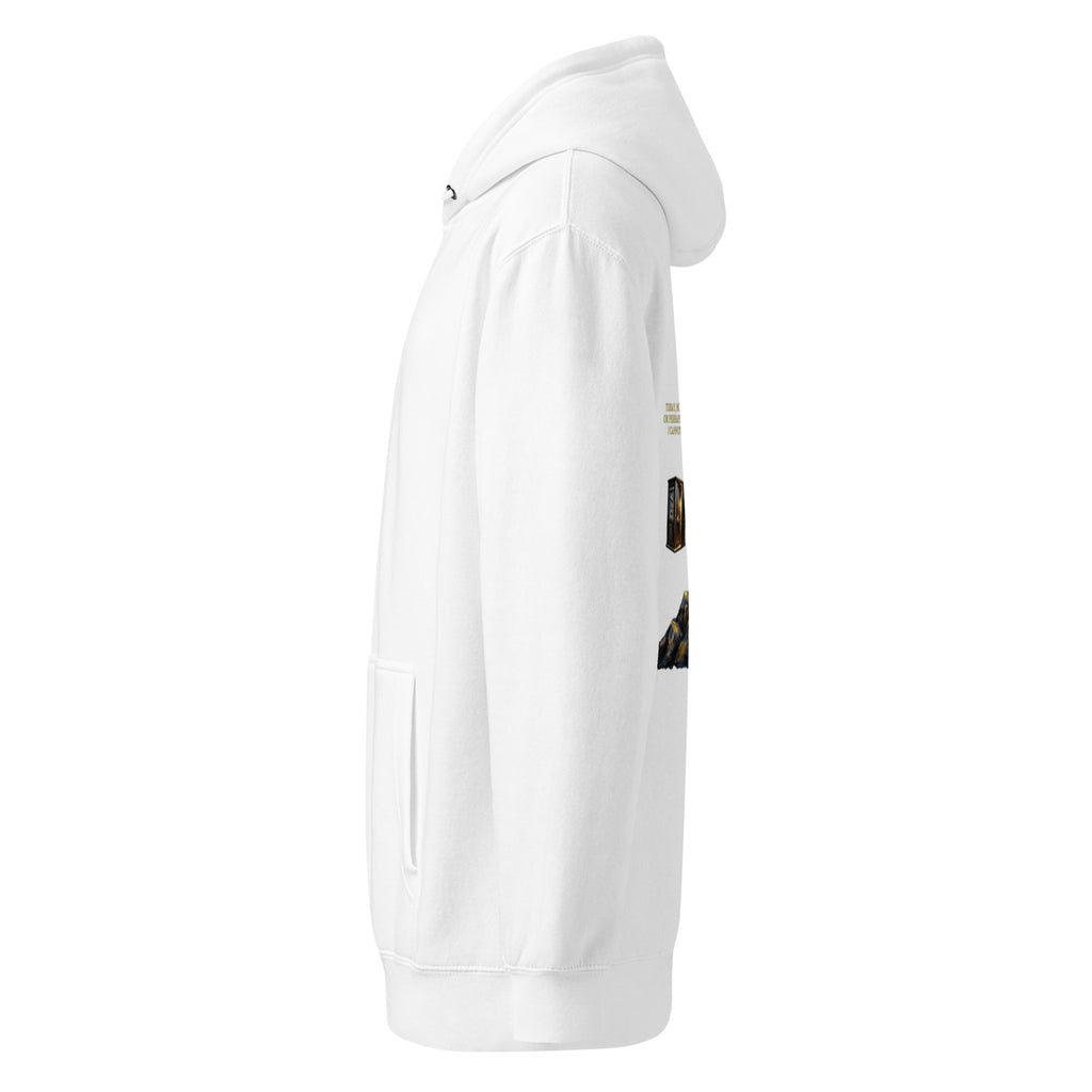 Camus The Stranger premium hoodie, White, left side view — Earthwear Studio