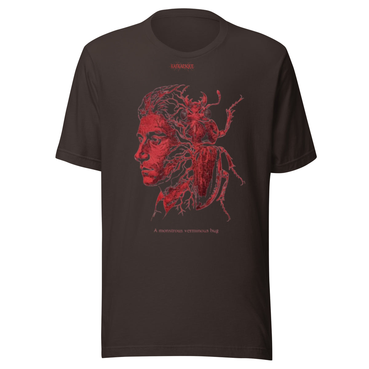 Kafka Metamorphosis red portrait unisex t-shirt — Earthwear Studio, view 8