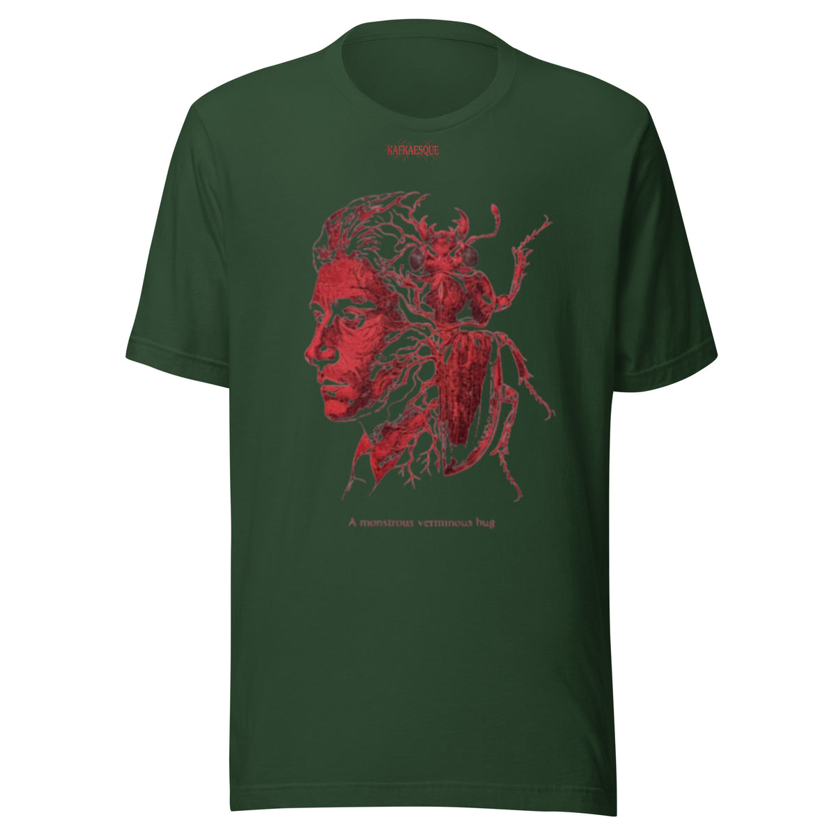 Kafka Metamorphosis red portrait unisex t-shirt — Earthwear Studio, view 12