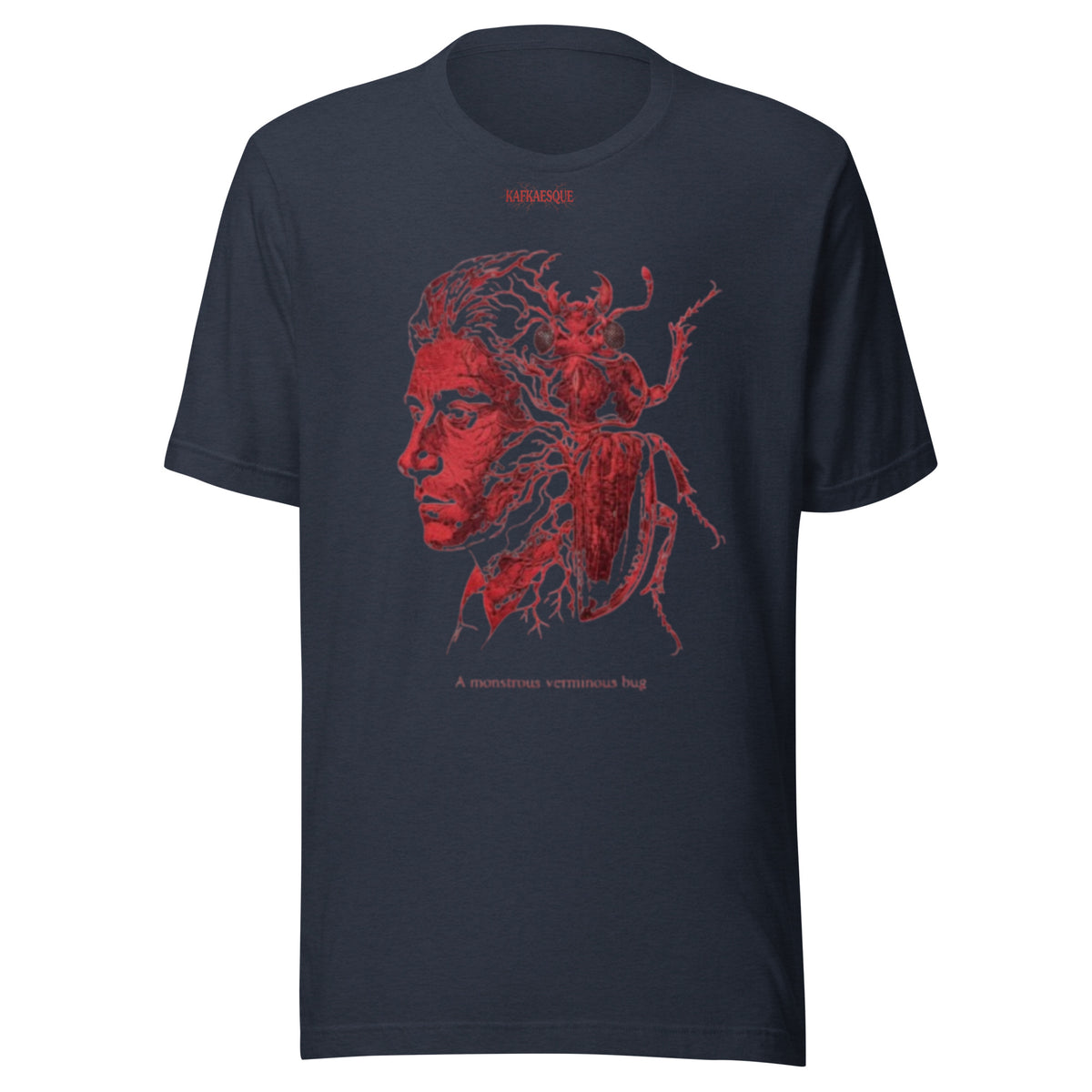 Kafka Metamorphosis red portrait unisex t-shirt — Earthwear Studio, view 11