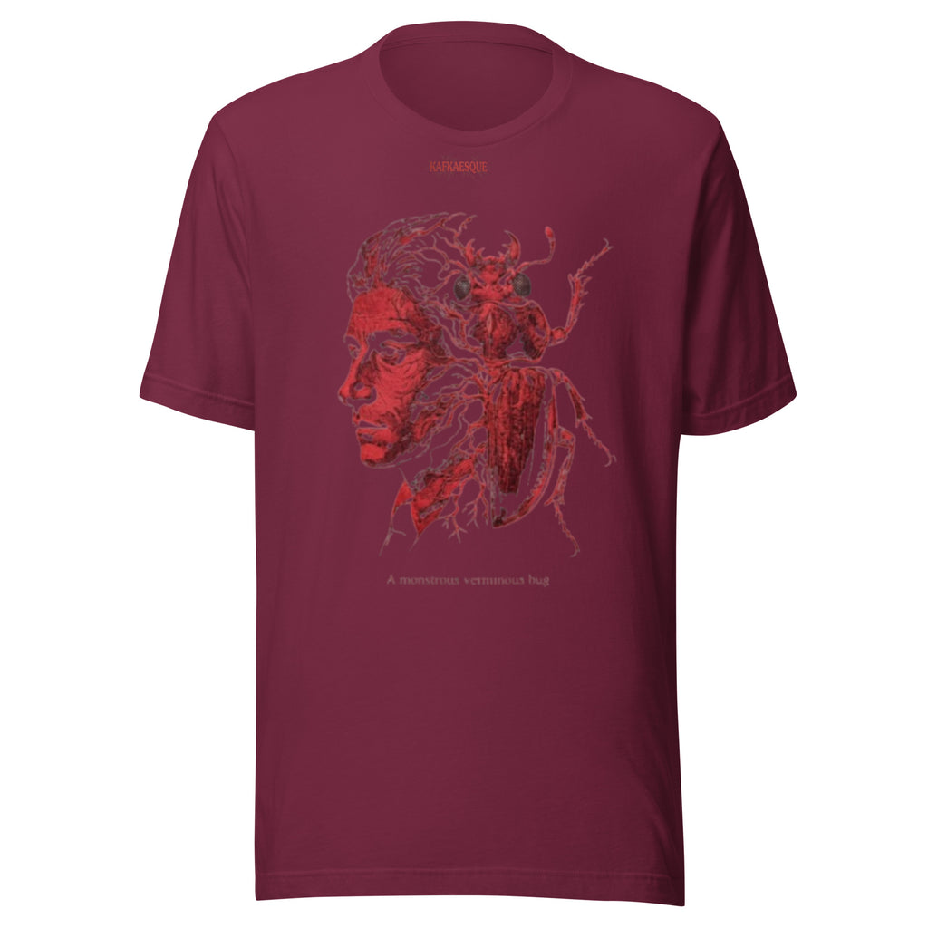 Kafka Metamorphosis red portrait unisex t-shirt — Earthwear Studio, view 10