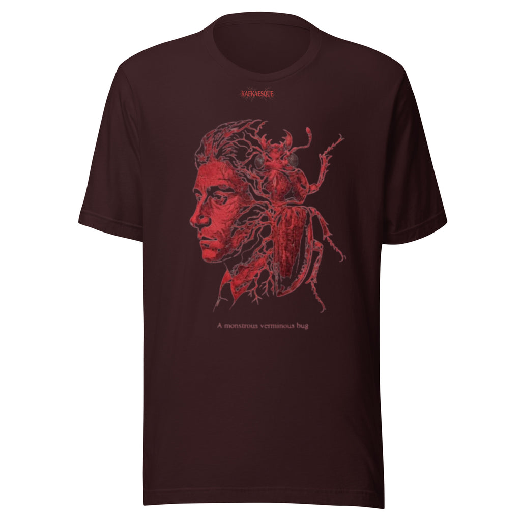 Kafka Metamorphosis red portrait unisex t-shirt — Earthwear Studio, view 4