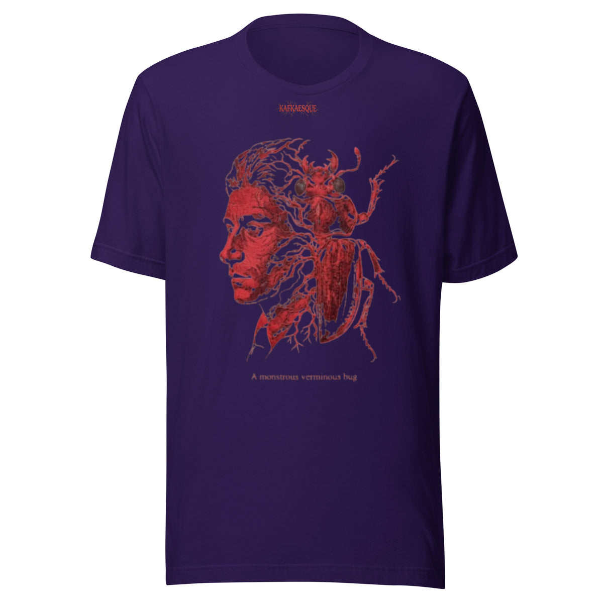 Kafka Metamorphosis red portrait unisex t-shirt — Earthwear Studio, view 5