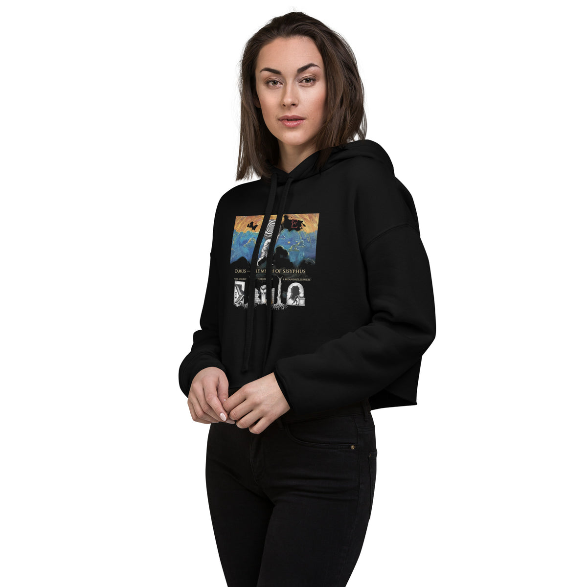Albert Camus Myth of Sisyphus crop hoodie — Earthwear Studio, view 3