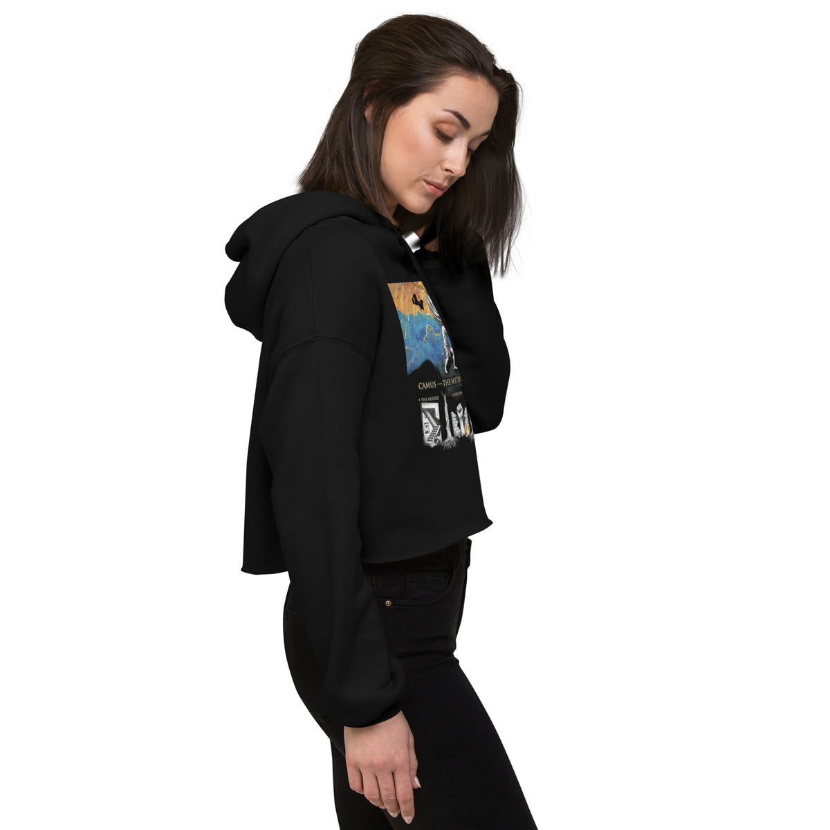 Albert Camus Myth of Sisyphus crop hoodie — Earthwear Studio, view 4